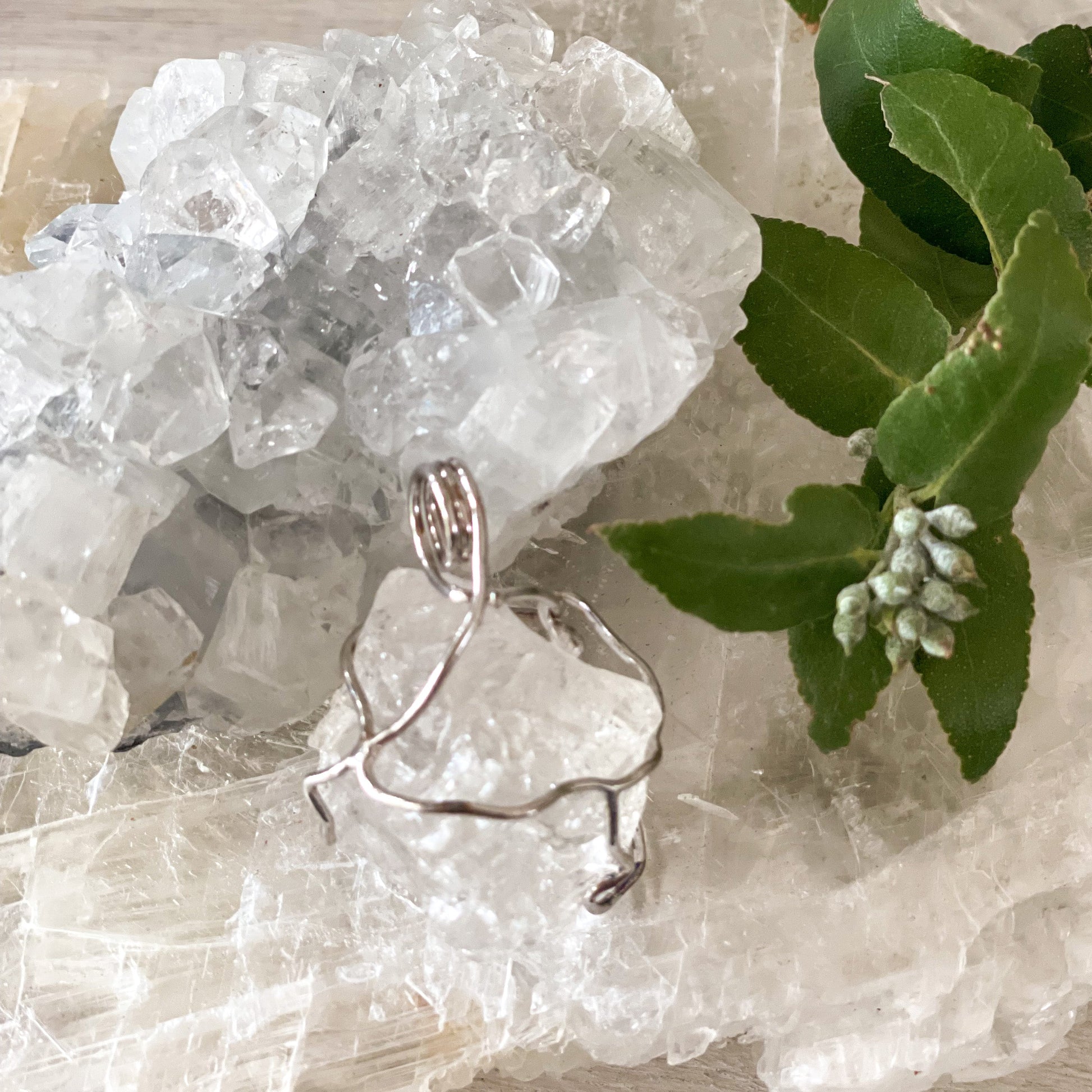 Clear Quartz Wire Wrapped Pendant #73-Happily Zen