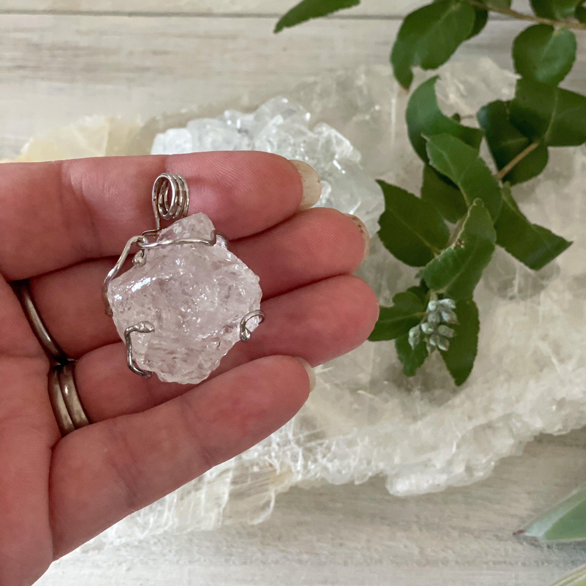 Clear Quartz Wire Wrapped Pendant #73-Happily Zen