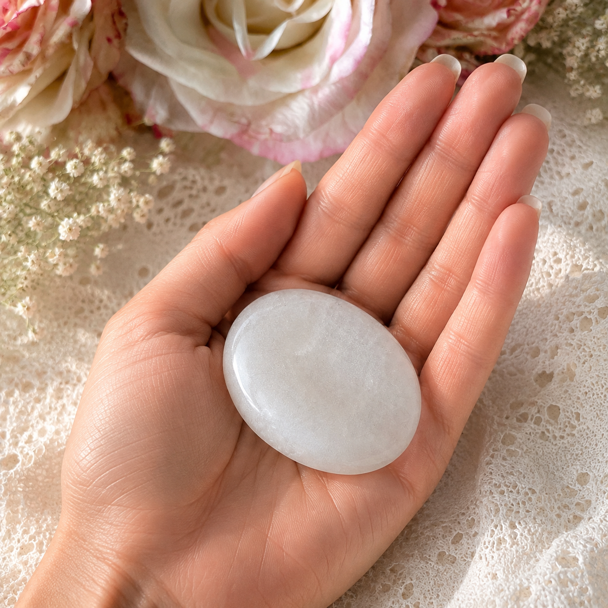Clear Quartz Worry Stone #974-Happily Zen