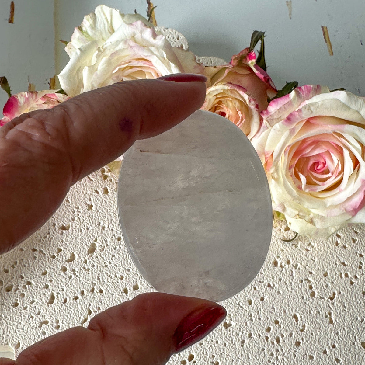 Clear Quartz Worry Stone #975-Happily Zen