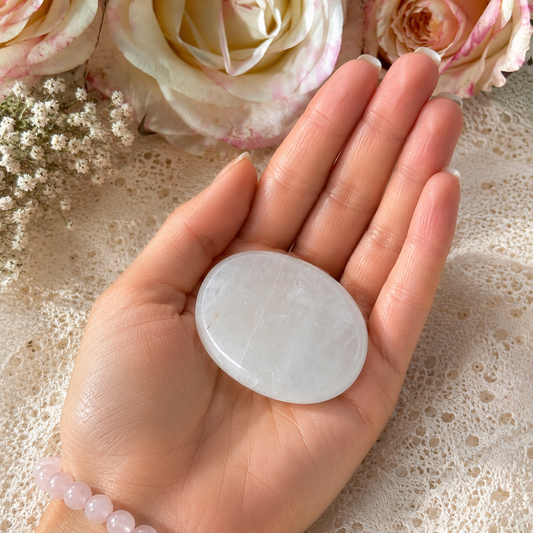 Clear Quartz Worry Stone #975-Happily Zen