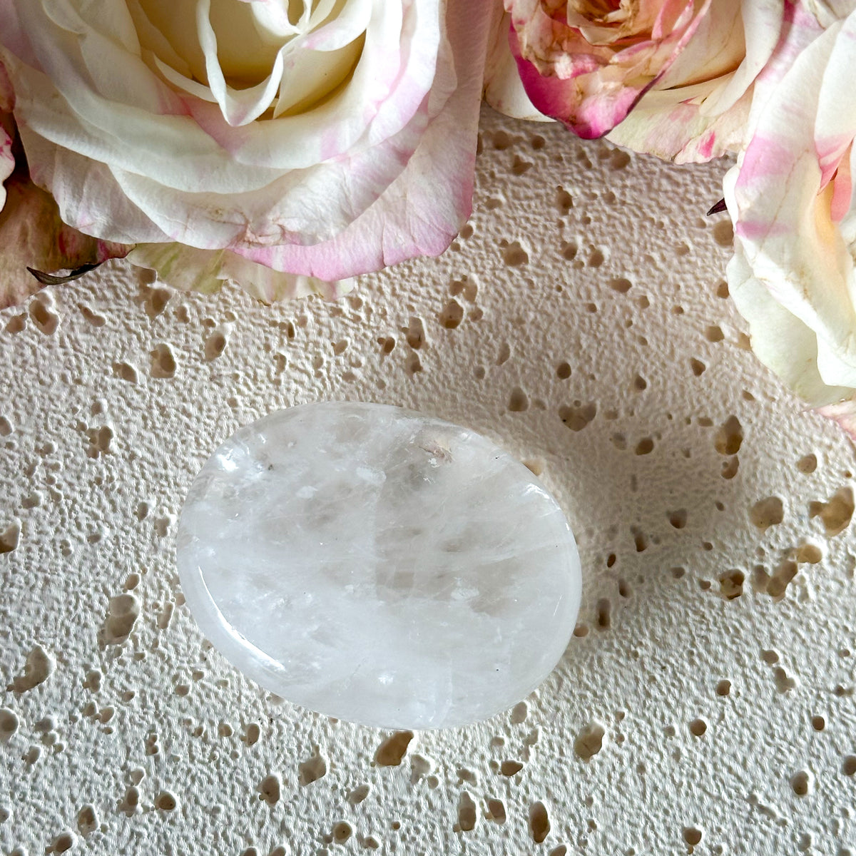 Clear Quartz Worry Stone #976-Happily Zen