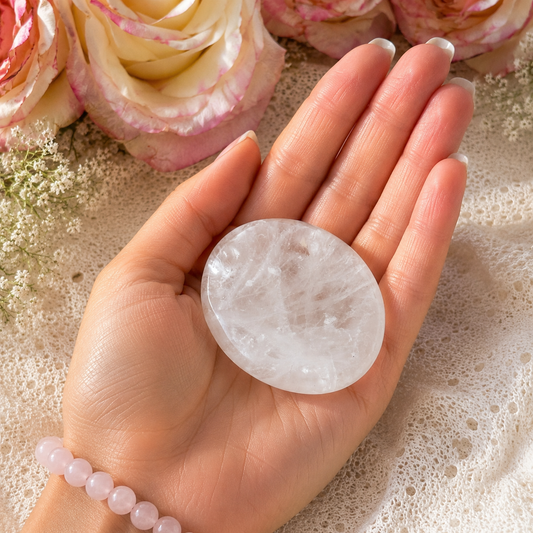Clear Quartz Worry Stone #976-Happily Zen