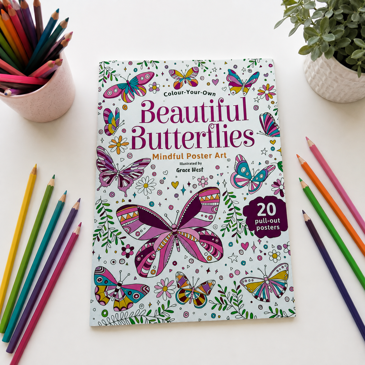 Colour your Own Beautiful Butterflies #1446-Happily Zen