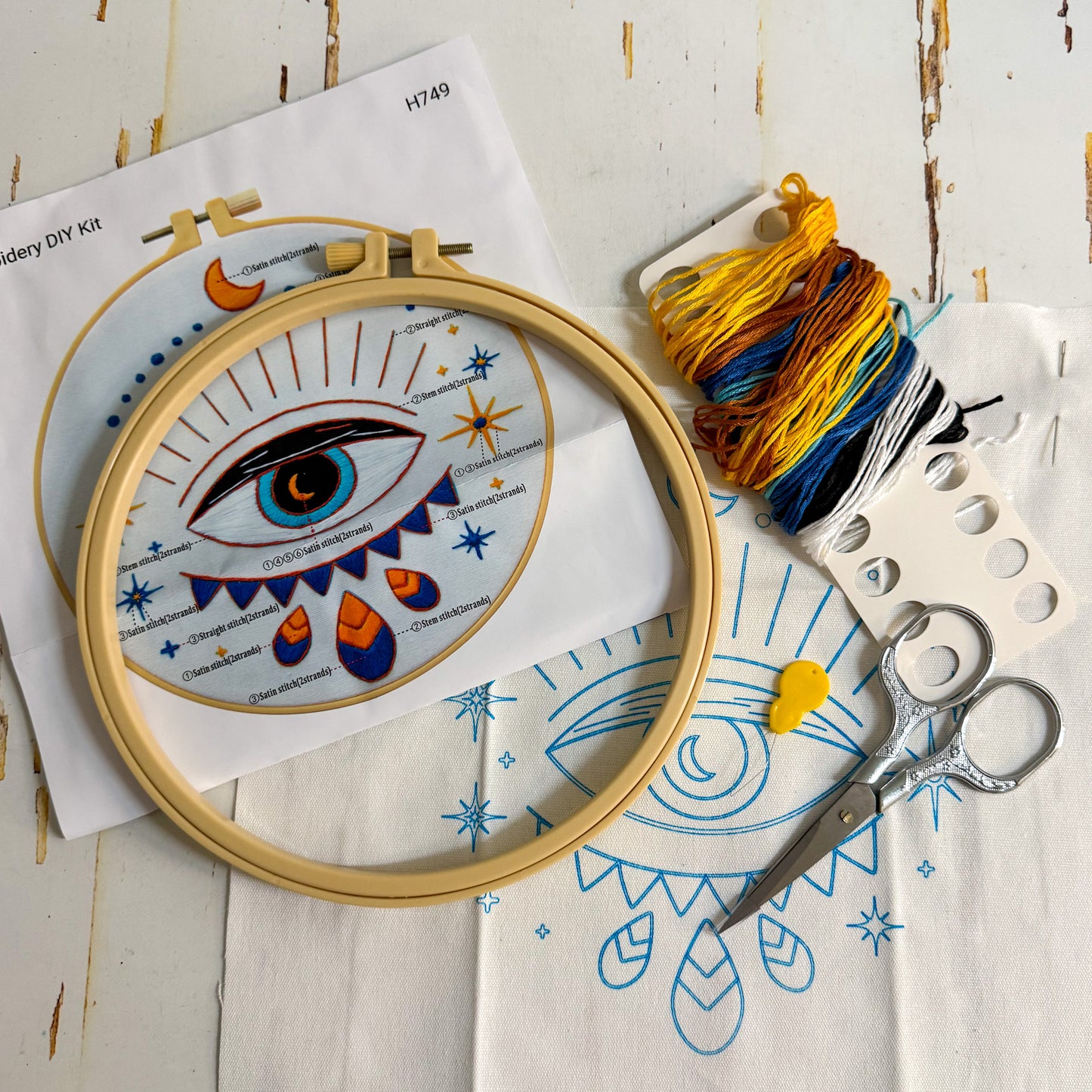 Evil Eye Embroidery Kit #1248-Happily Zen