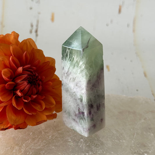 Feather Fluorite Obelisk #739-Happily Zen