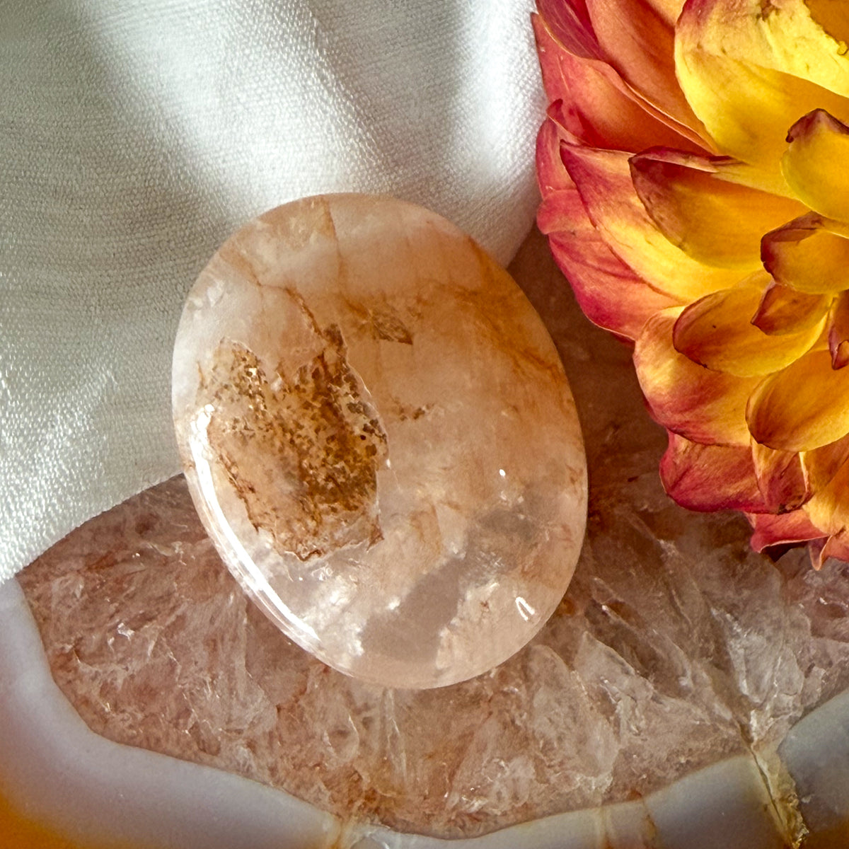 Fire Quartz Palm Stone #1125-Happily Zen