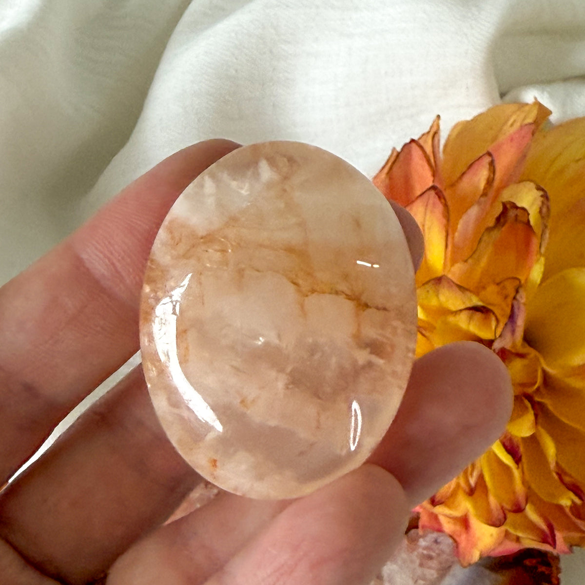 Fire Quartz Palm Stone #1125-Happily Zen