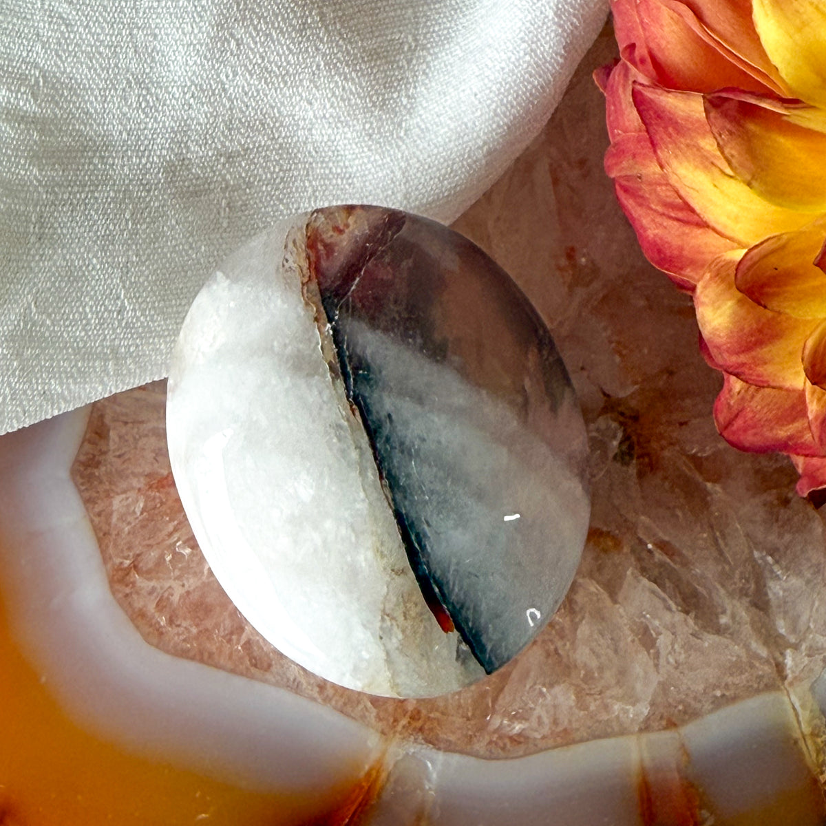 Fire Quartz Palm Stone #1127-Happily Zen