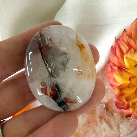 Fire Quartz Palm Stone #1127-Happily Zen