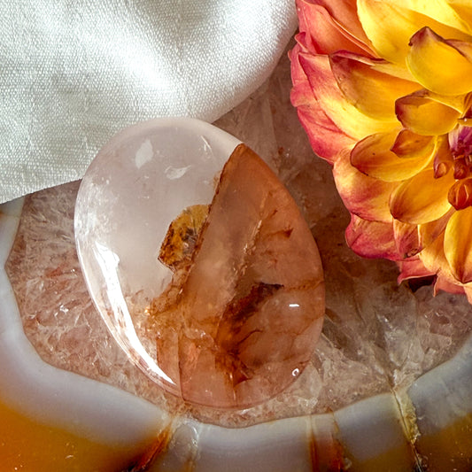 Fire Quartz Palm Stone #1129-Happily Zen