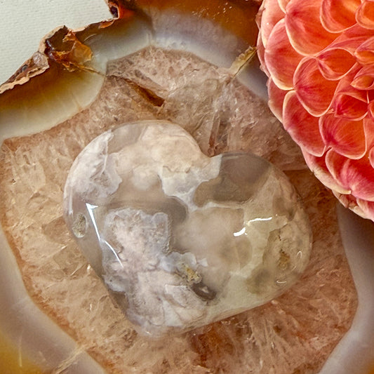 Flower Agate Heart #1101-Happily Zen