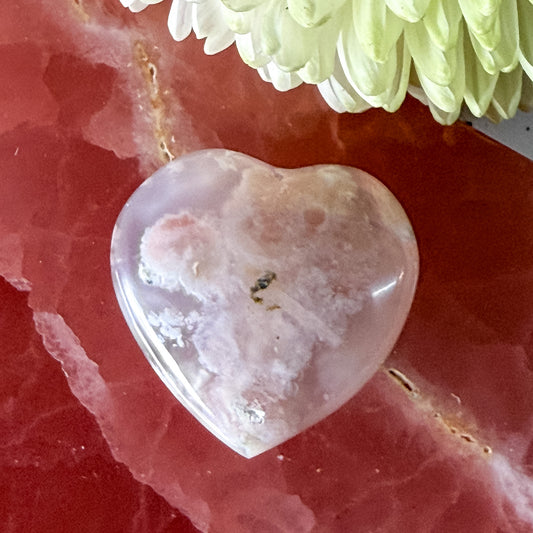 Flower Agate Heart #1367-Happily Zen