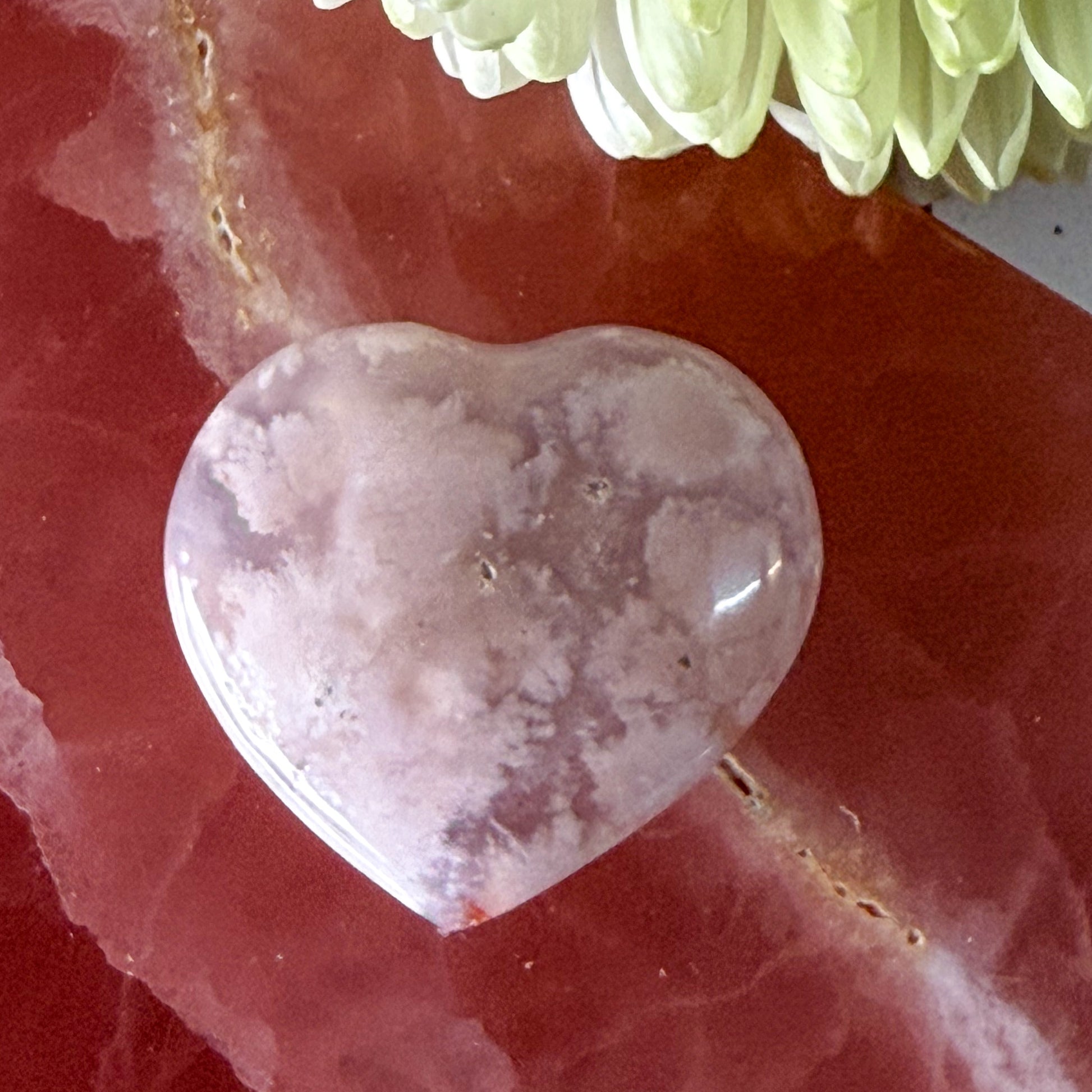 Flower Agate Heart #1369-Happily Zen