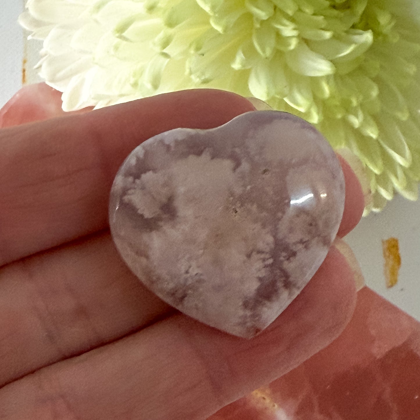 Flower Agate Heart #1369-Happily Zen