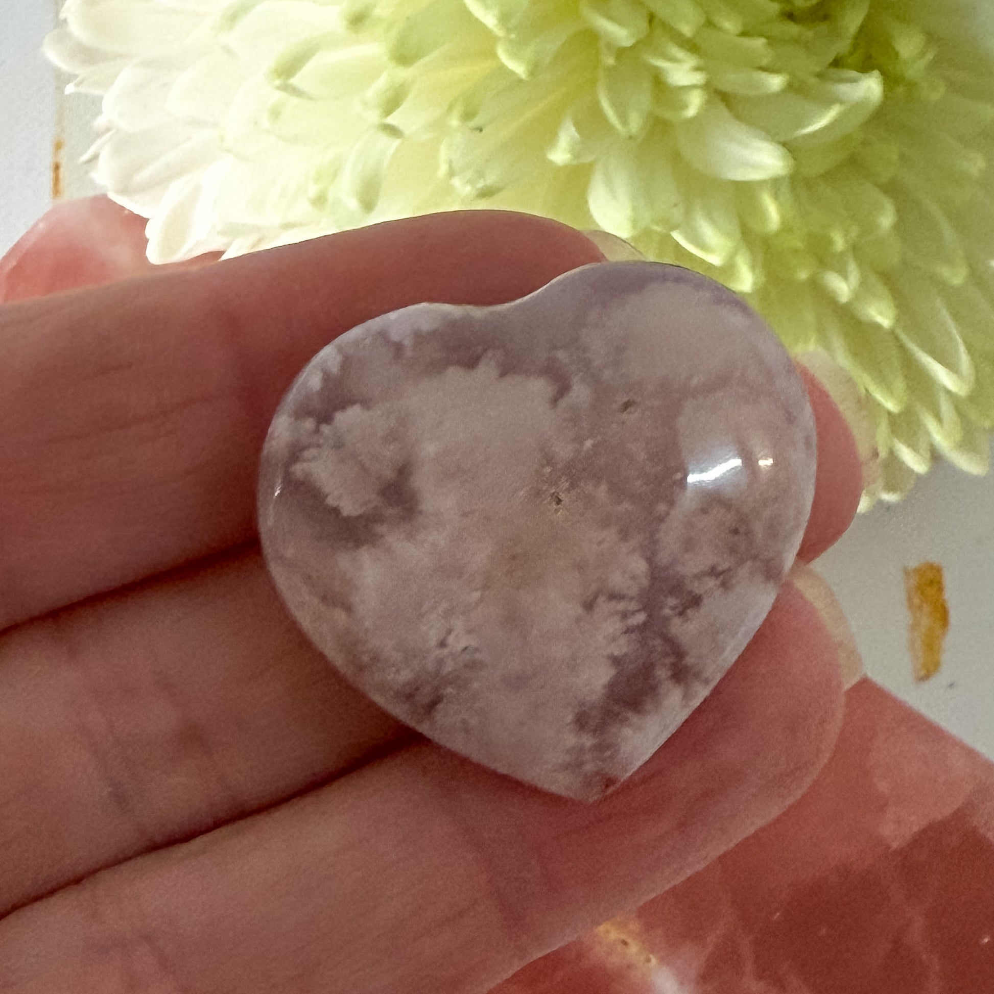 Flower Agate Heart #1369-Happily Zen