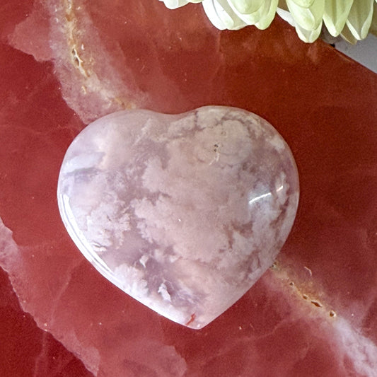 Flower Agate Heart #1369-Happily Zen