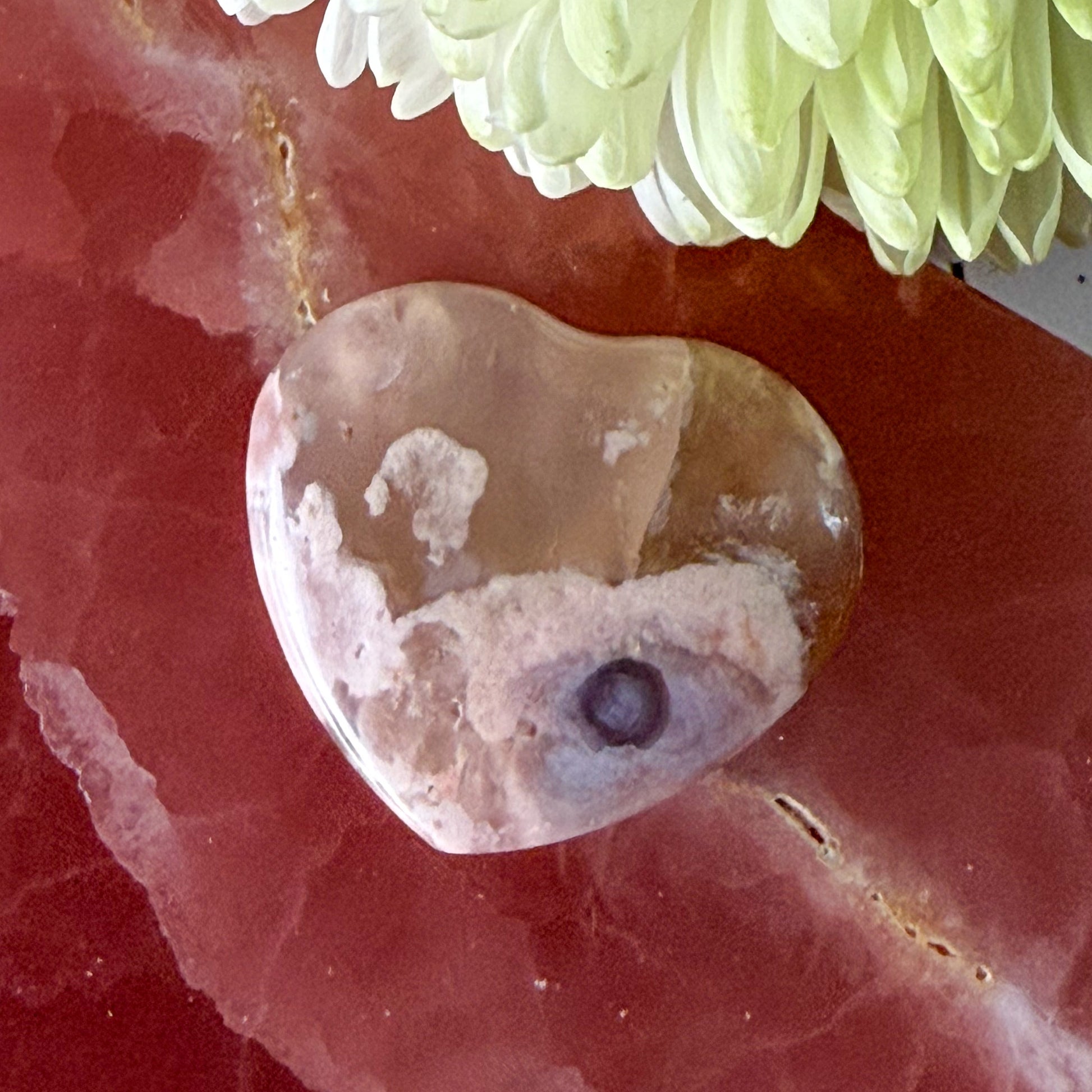 Flower Agate Heart #1370-Happily Zen