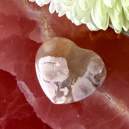 Flower Agate Heart #1370-Happily Zen