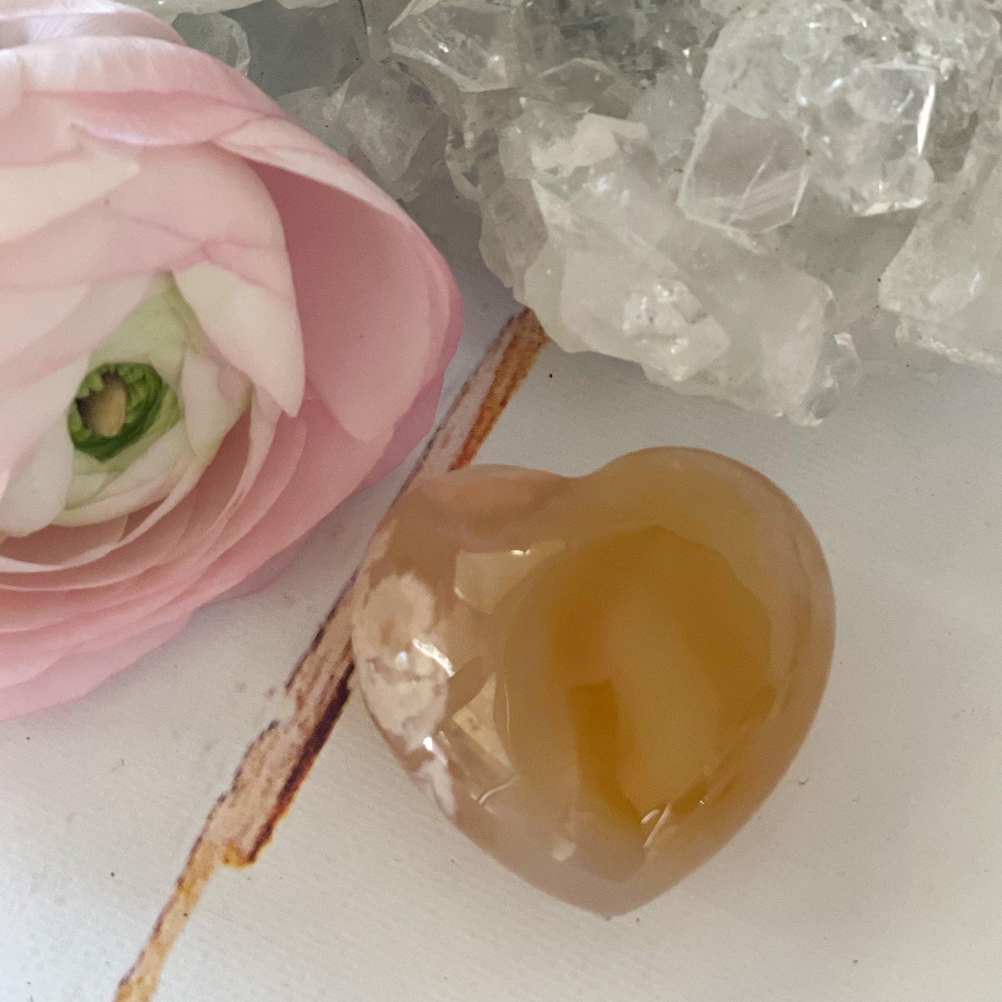 Flower Agate Heart #82-Happily Zen