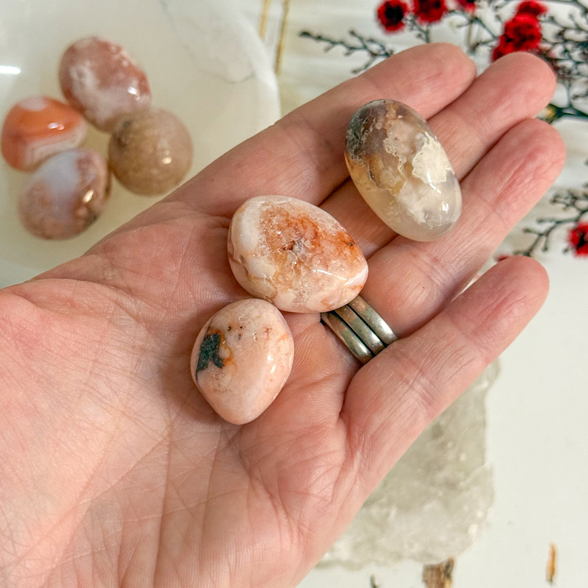 Flower Agate Tumble Stone-Happily Zen