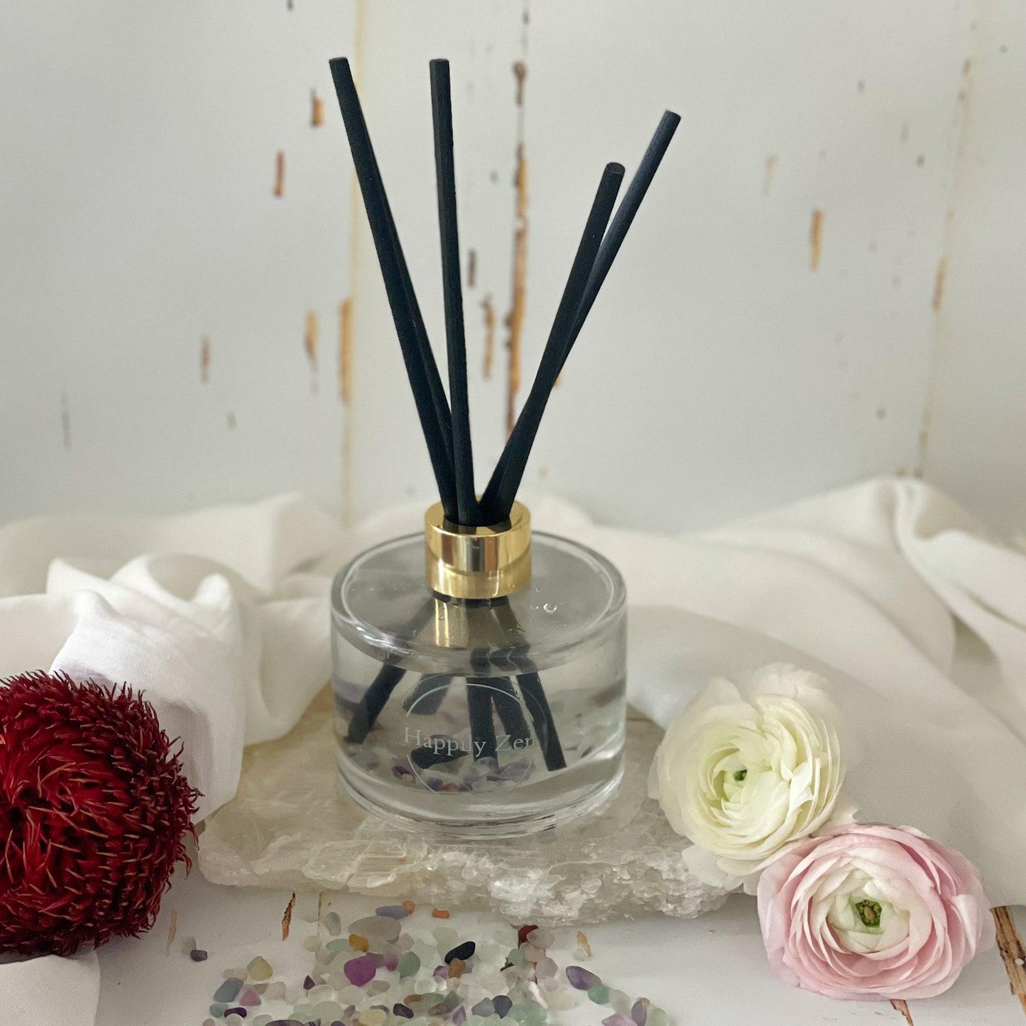 Fluorite and Clear Quartz Reed Diffuser-Happily Zen