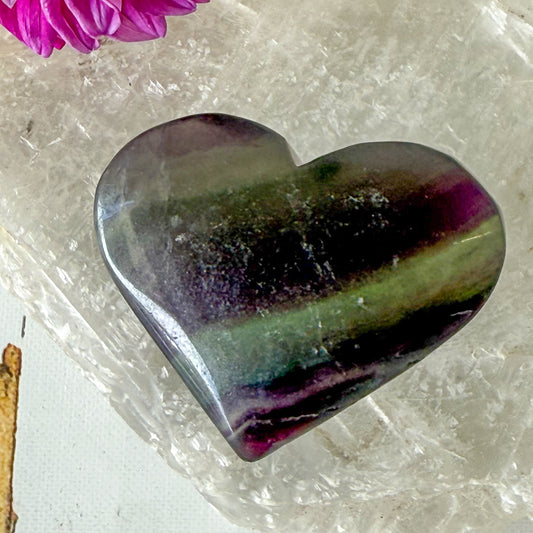 Fluorite Heart #1354-Happily Zen