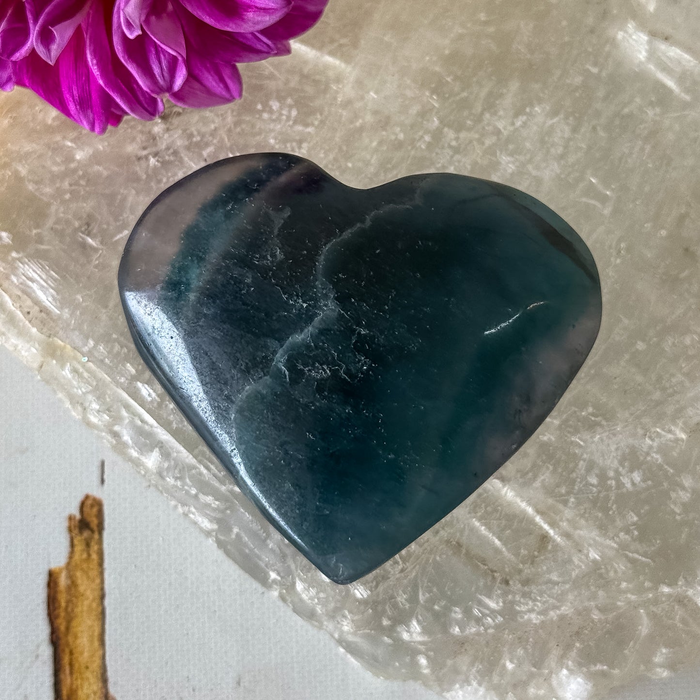 Fluorite Heart #1355-Happily Zen