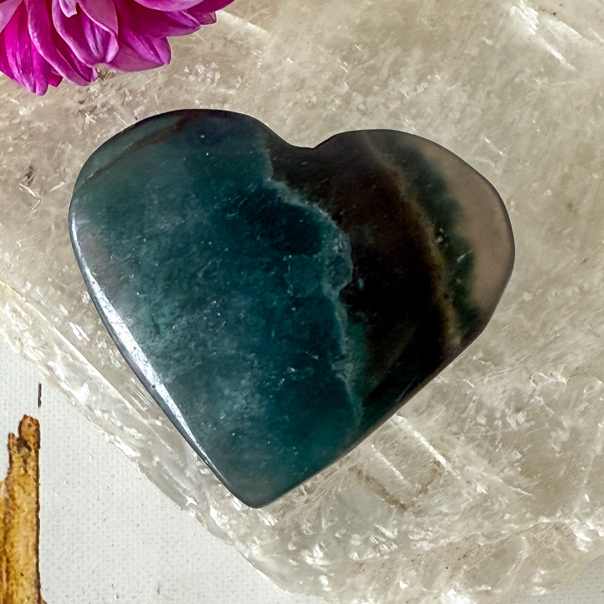Fluorite Heart #1355-Happily Zen
