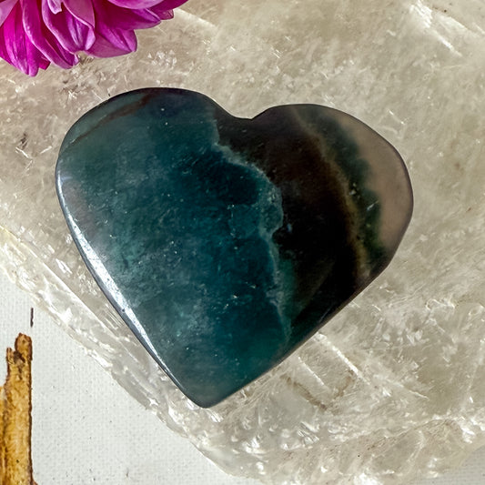 Fluorite Heart #1355-Happily Zen