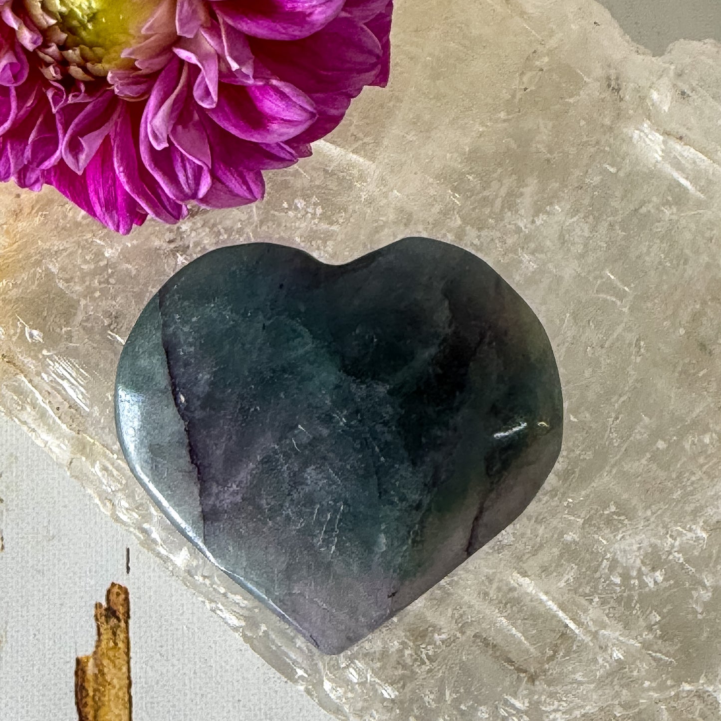 Fluorite Heart #1356-Happily Zen