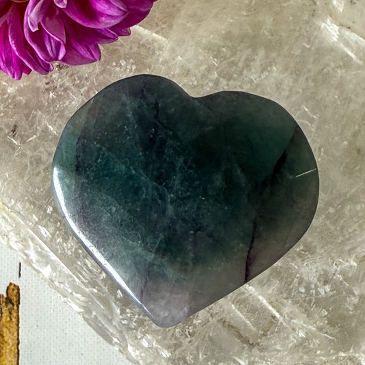 Fluorite Heart #1356-Happily Zen
