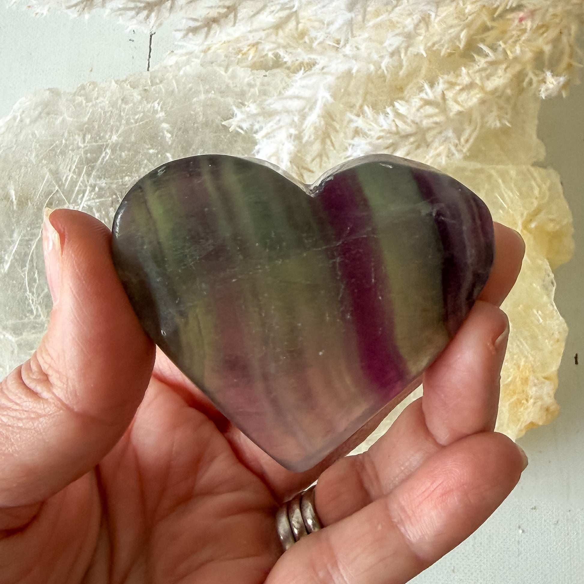 Fluorite Heart #1357-Happily Zen