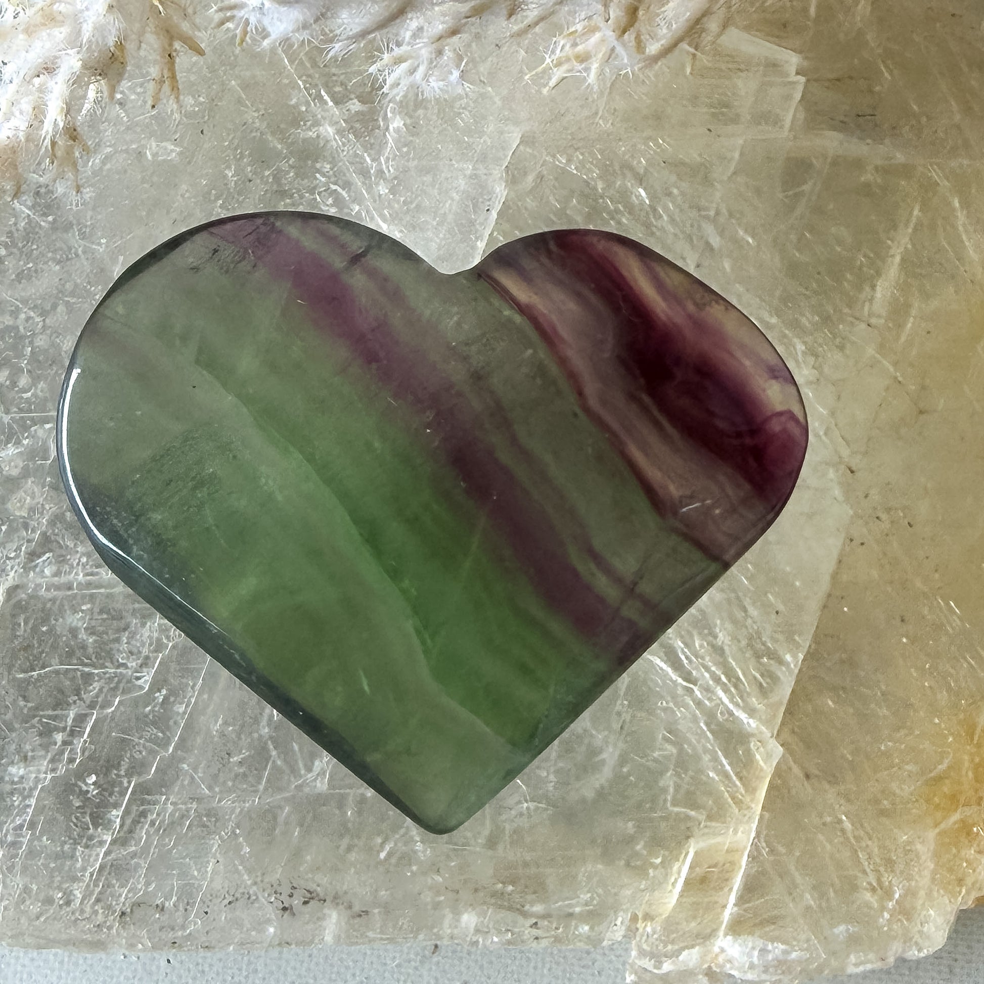 Fluorite Heart #1358-Happily Zen