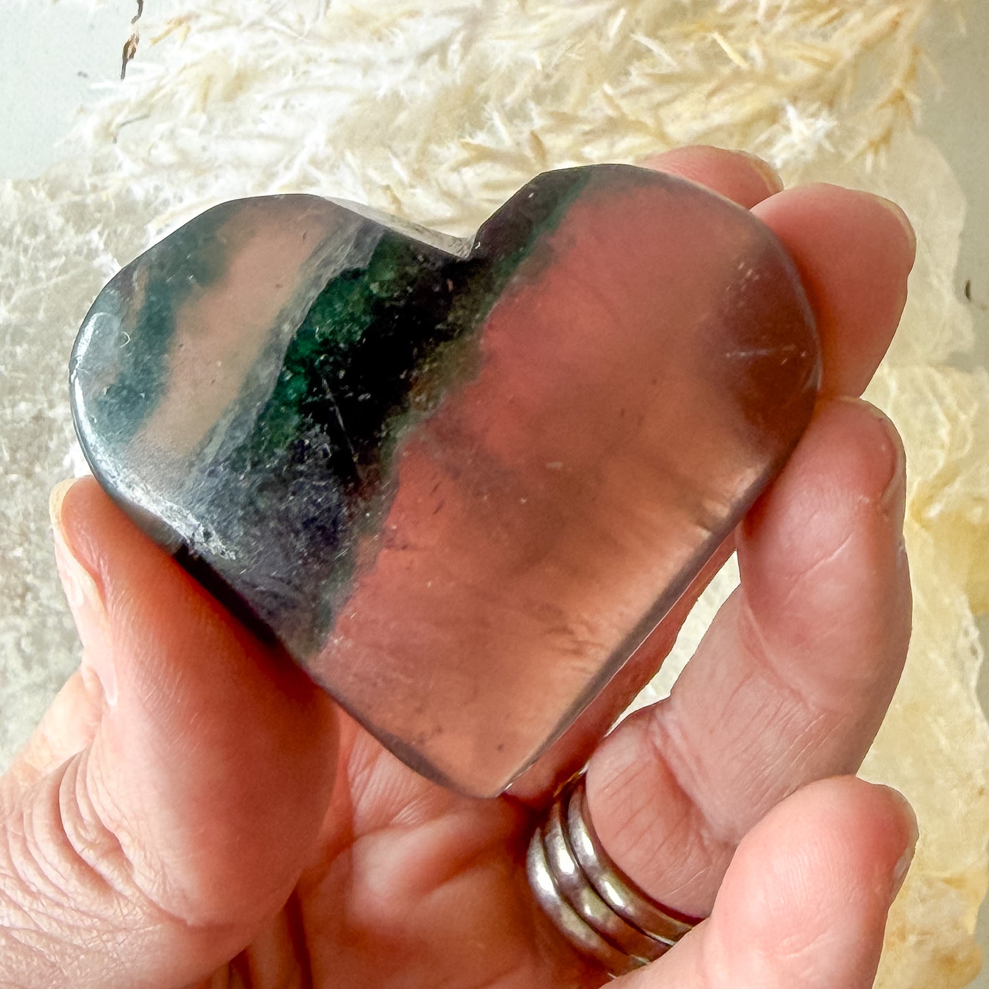 Fluorite Heart #1359-Happily Zen
