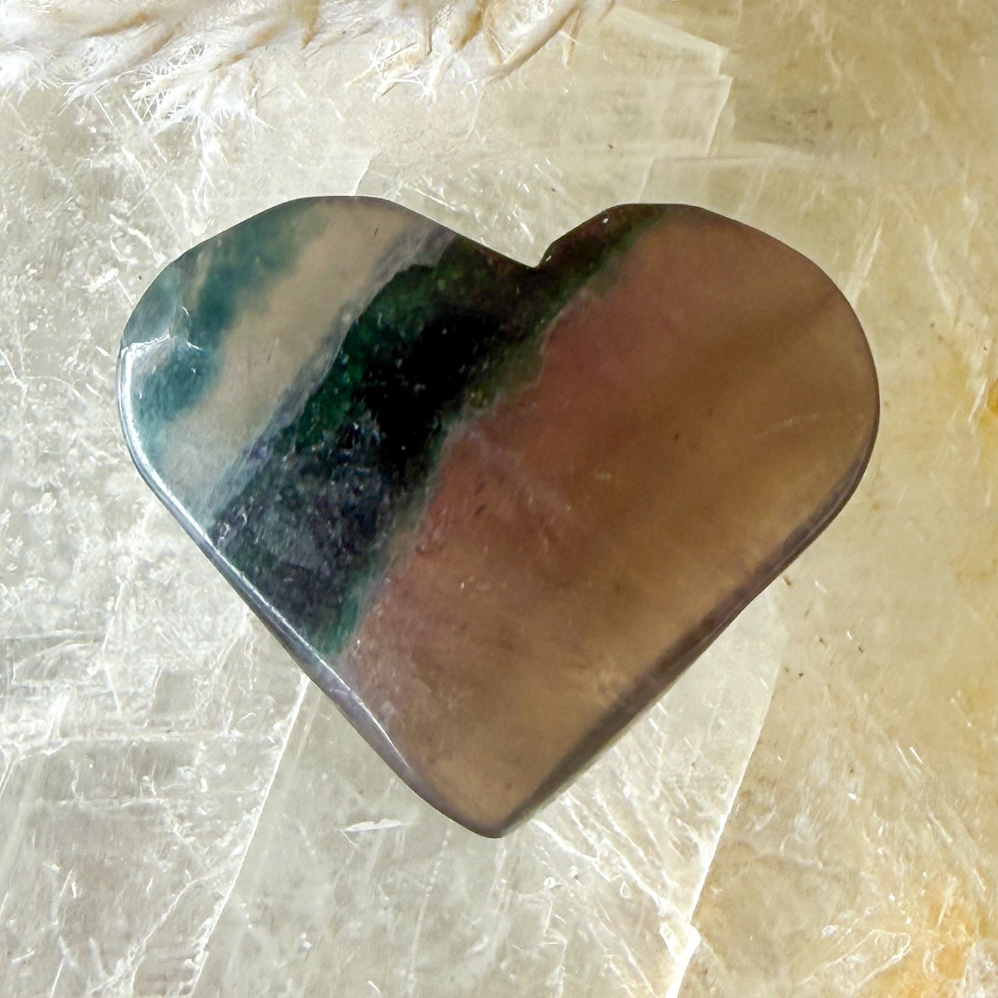 Fluorite Heart #1359-Happily Zen