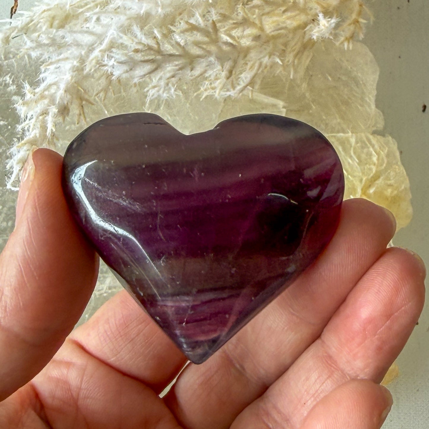 Fluorite Heart #1360-Happily Zen
