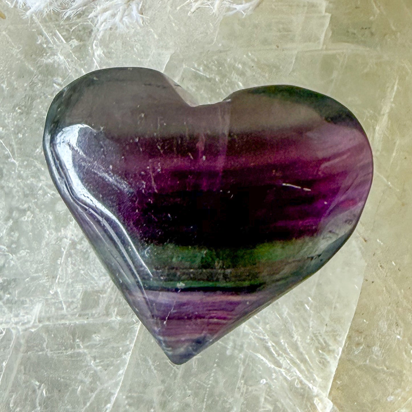 Fluorite Heart #1360-Happily Zen
