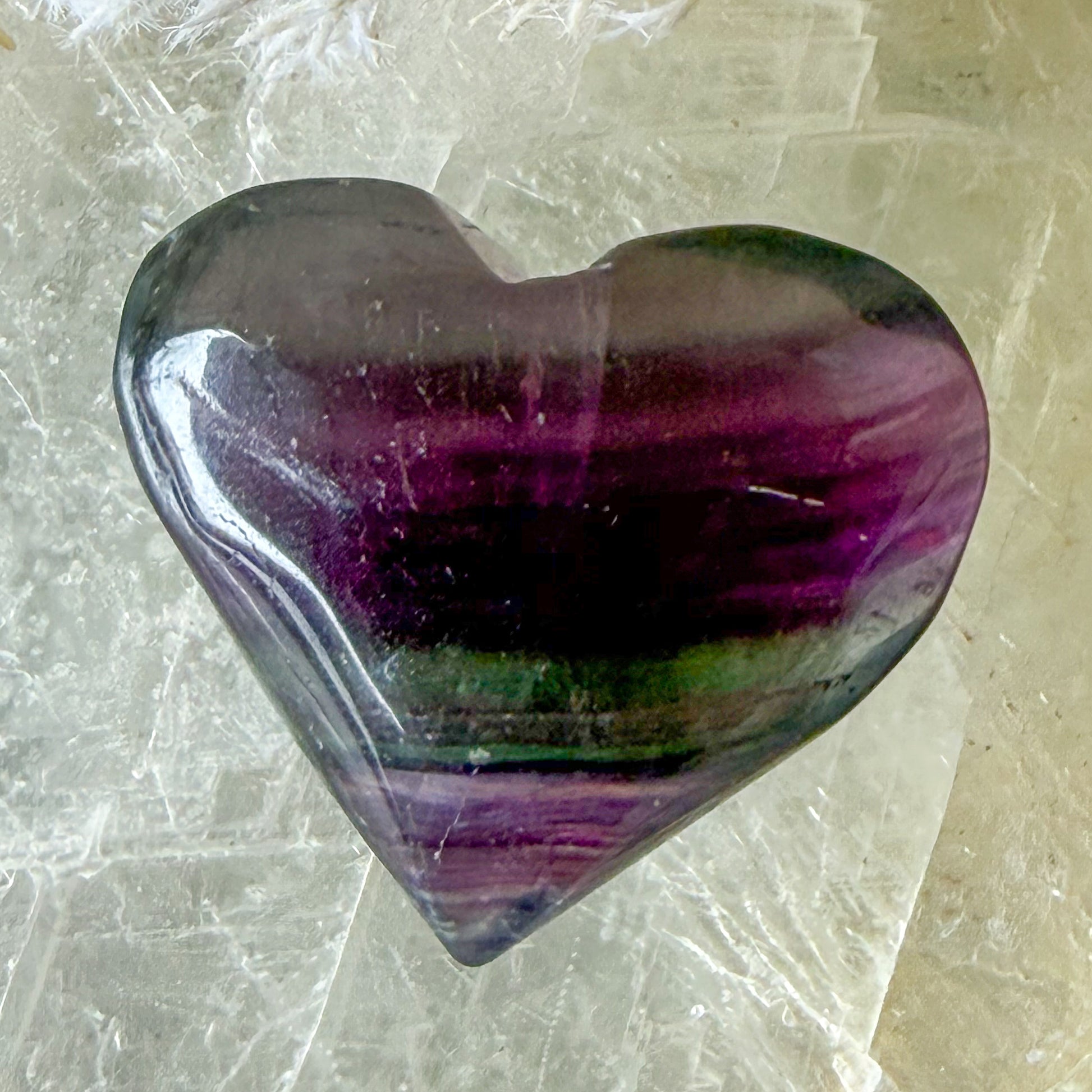 Fluorite Heart #1360-Happily Zen