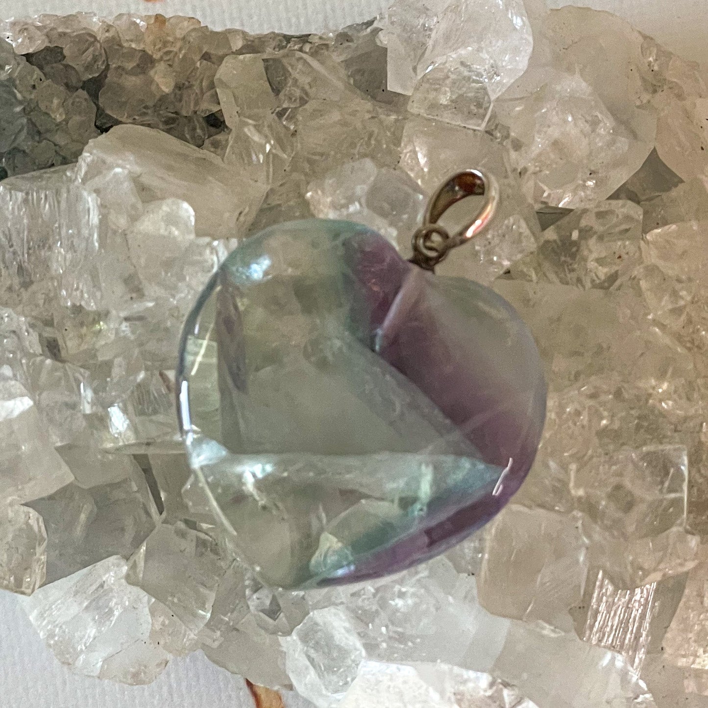 Fluorite Heart Pendant #513-Happily Zen