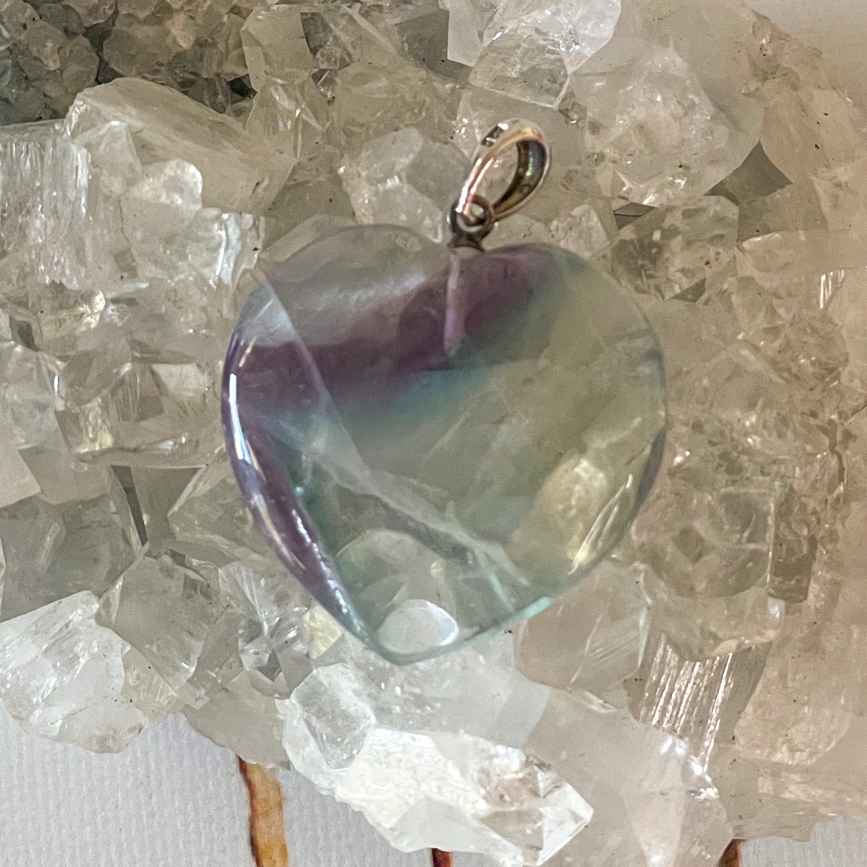 Fluorite Heart Pendant #513-Happily Zen