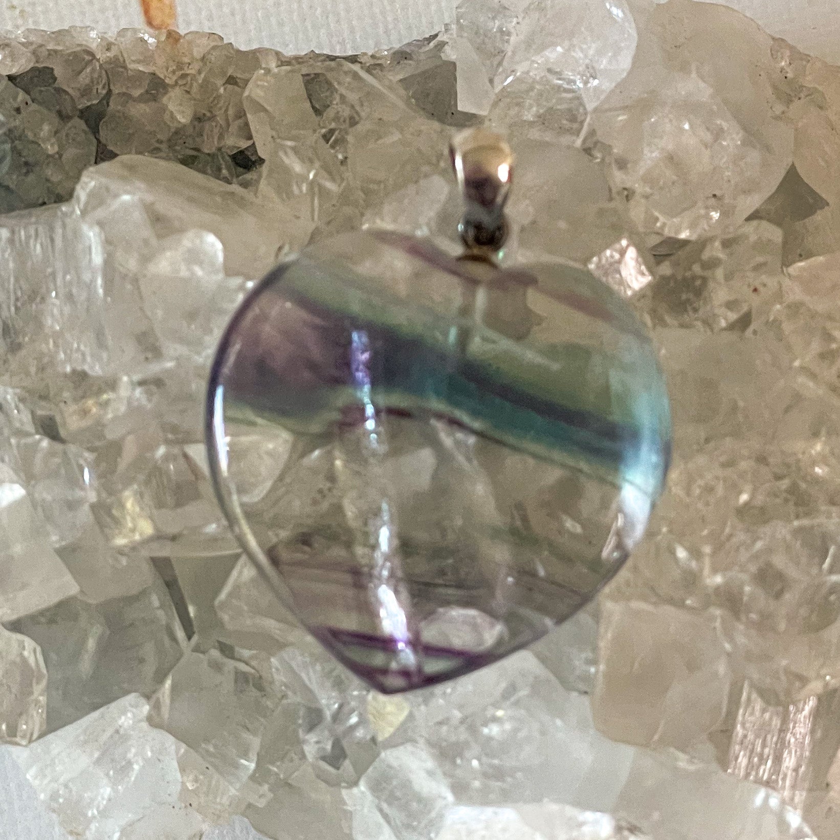 Fluorite Heart Pendant #516-Happily Zen