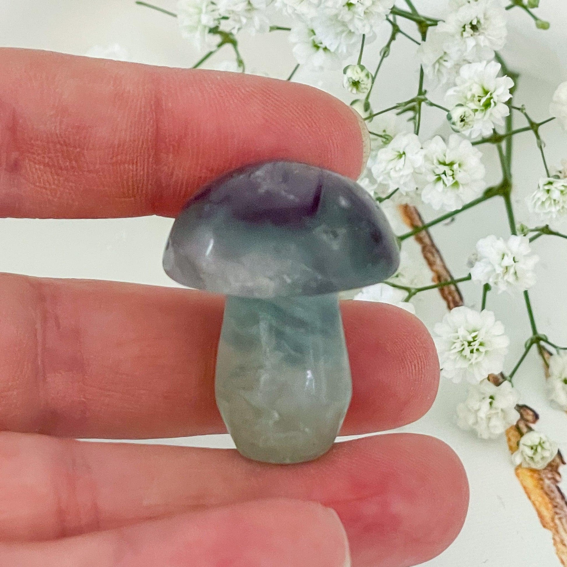 Fluorite Mushroom #523-Happily Zen