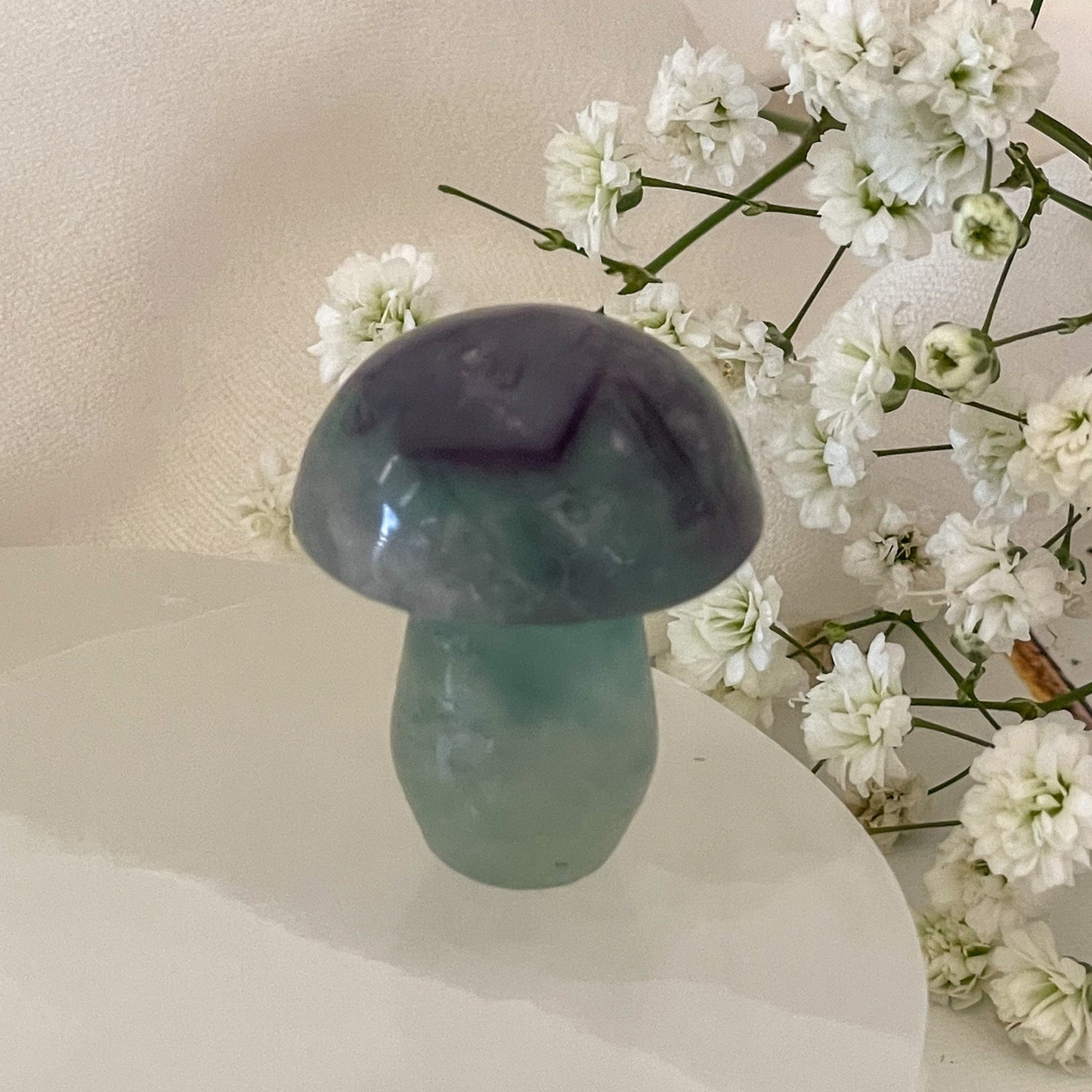 Fluorite Mushroom #523-Happily Zen