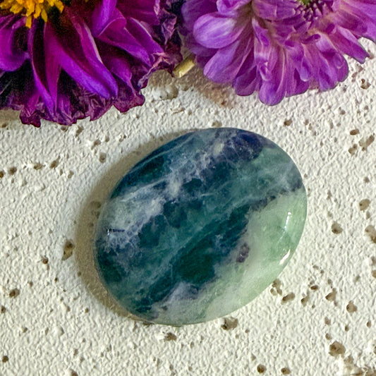 Fluorite Worry Stone #1328-Happily Zen