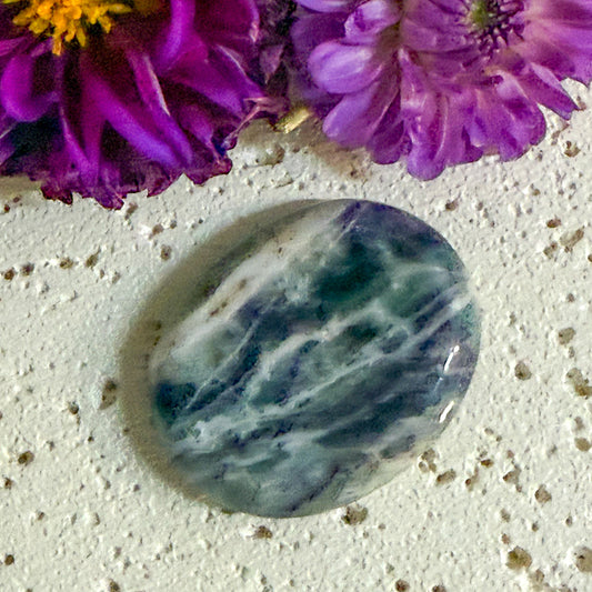 Fluorite Worry Stone #1329-Happily Zen