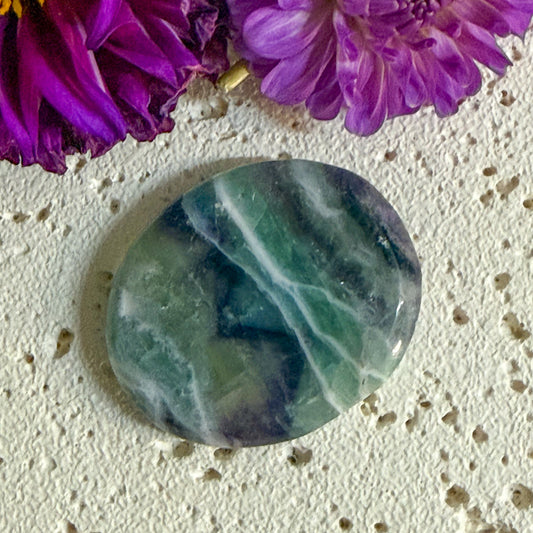 Fluorite Worry Stone #1330-Happily Zen