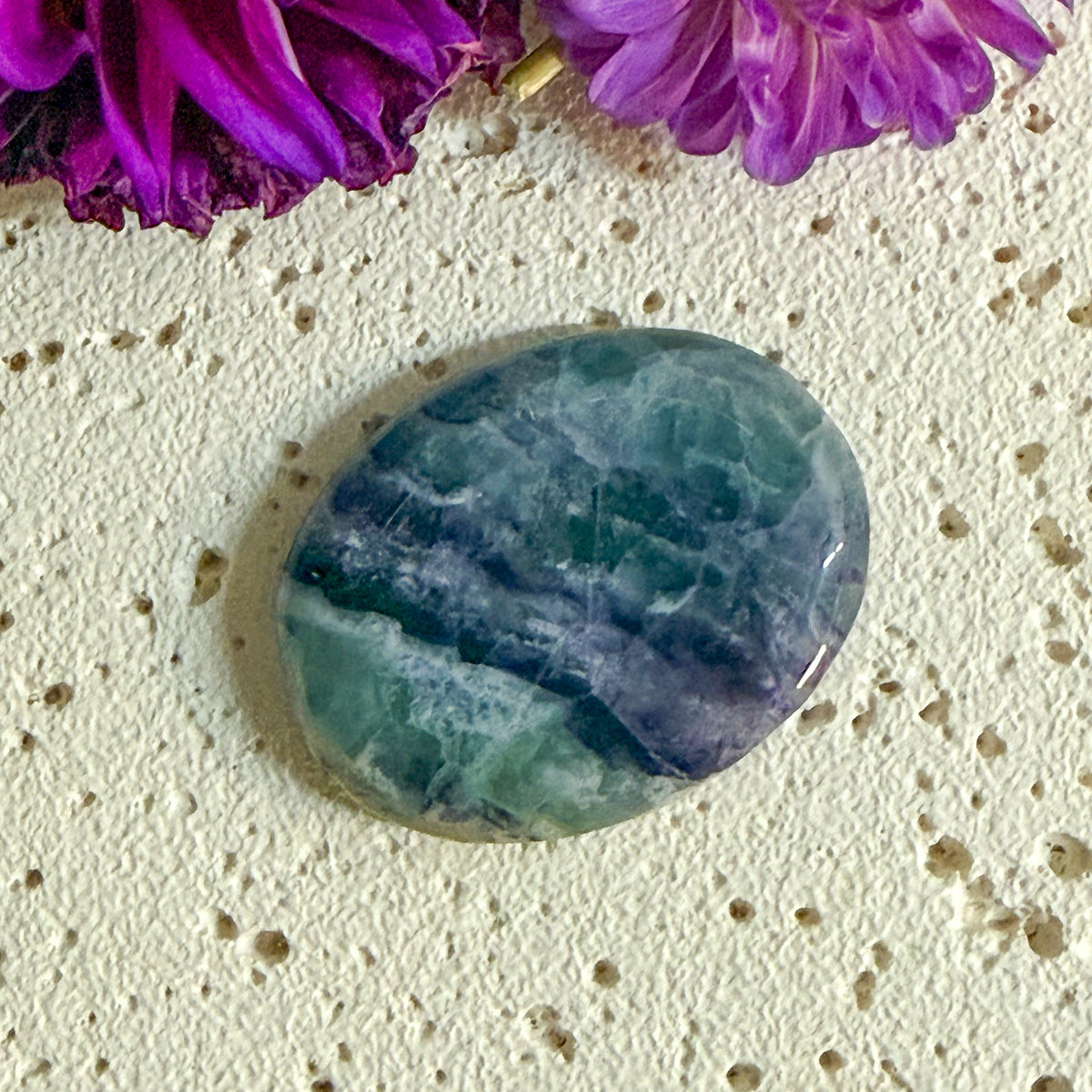 Fluorite Worry Stone #1331-Happily Zen