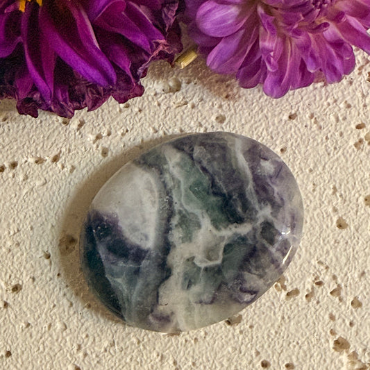 Fluorite Worry Stone #1332-Happily Zen