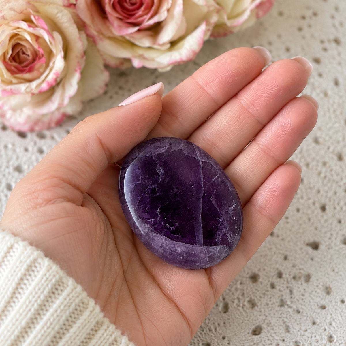 Fluorite Worry Stone #954-Happily Zen